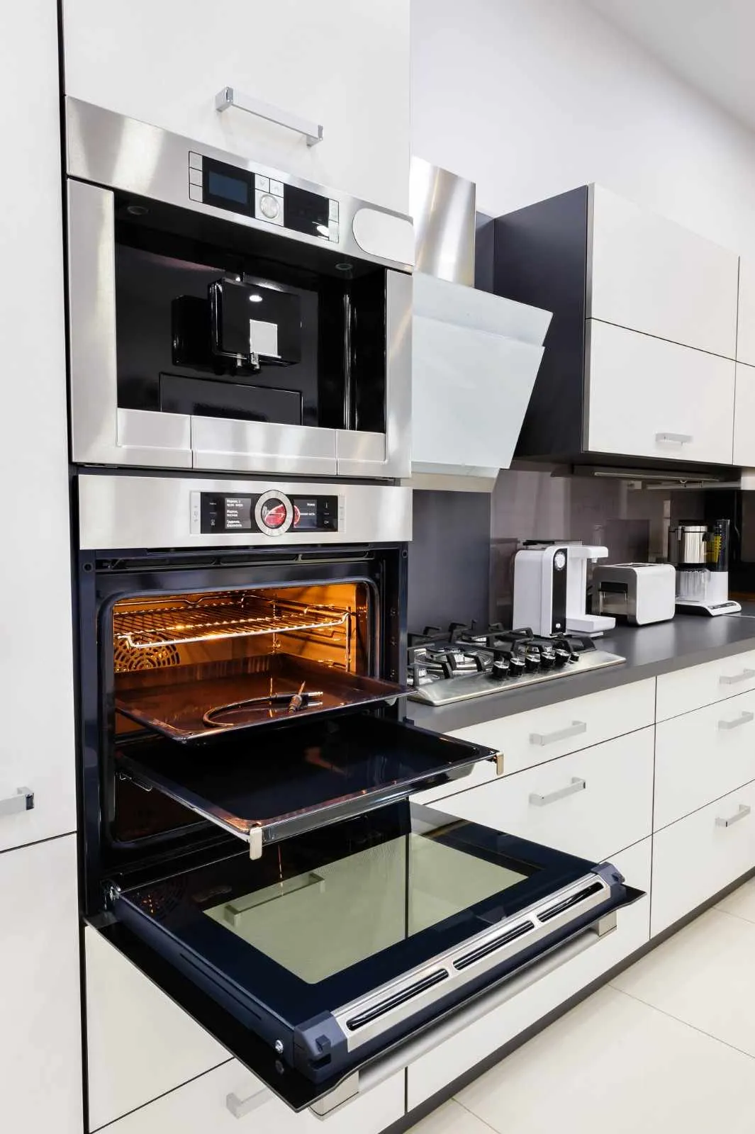 Built-in oven and microwave in a kitchen